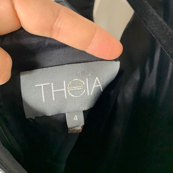 Theia Black White Polka Dot Fit & Flare Cocktail Party Dress Size 4 - Picture 3 of 7